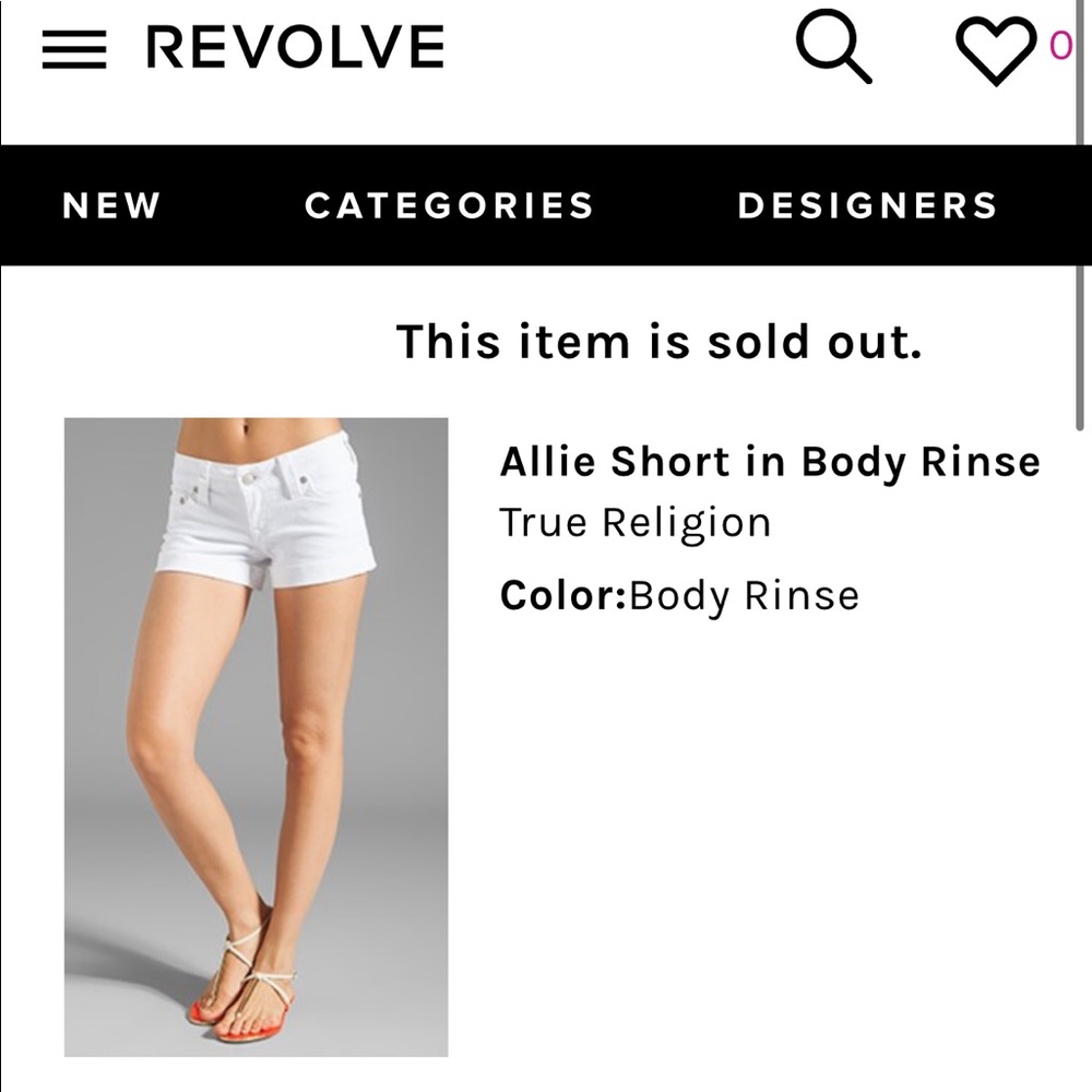 True Religion white denim shorts. Size 25.